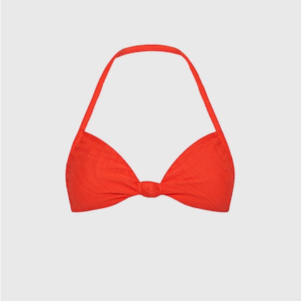 NWT! FELLA Swim Pico Halter Bandeau Bikini Top M Red - Picture 5 of 5